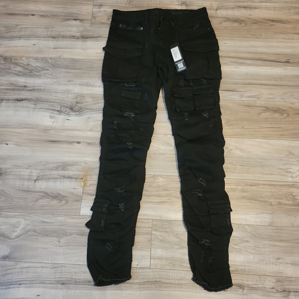 Rockstar original Denim Mens 34 Black Distressed Denim Slim Fit NEW